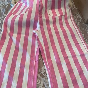 Pink and White Striped Kids Pants